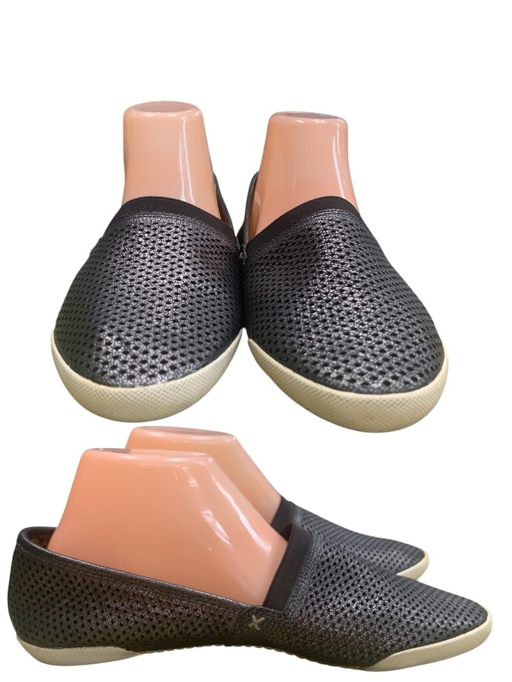 Frye Black Perforated Mesh Slip-On Loafers with Cream Soles S9